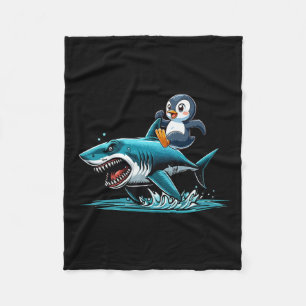 Pinguin Riding Shark Kostüm Meer Tierart Lover Kin Fleecedecke