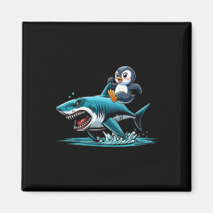 Pinguin Riding Shark Kostüm Meer Tierart Lover Kin Magnet