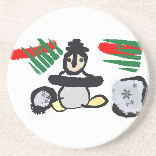 Pinguin Rock Weihnachten Getränkeuntersetzer (Vorne)