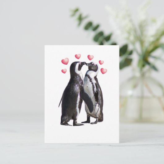 Pinguin Romance Postkarte (Stehend Vorderseite)