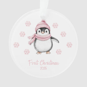 Pinguin Rosa Erstes Weihnachten Ornament
