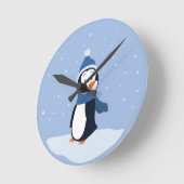 Pinguin Runde Wanduhr (Winkel)