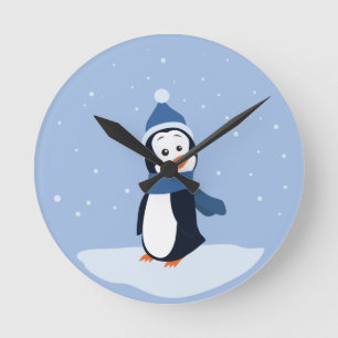 Pinguin Runde Wanduhr