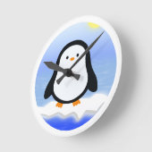 Pinguin  runde wanduhr (Winkel)