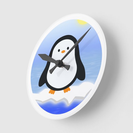 Pinguin  runde wanduhr (Winkel)