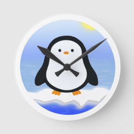 Pinguin  runde wanduhr
