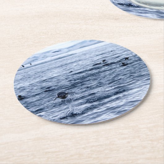 Pinguin Runder Pappuntersetzer (Angewinkelt)