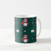 Pinguin Santa Green Happy Frohe Weihnachtsmuster Kaffeetasse (VorderseiteRechts)