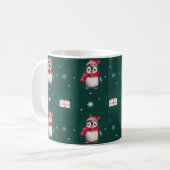 Pinguin Santa Green Happy Frohe Weihnachtsmuster Kaffeetasse (Vorderseite Links)