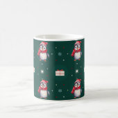 Pinguin Santa Green Happy Frohe Weihnachtsmuster Kaffeetasse (Mittel)