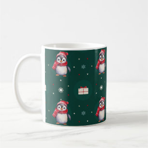 Pinguin Santa Green Happy Frohe Weihnachtsmuster Kaffeetasse
