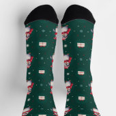 Pinguin Santa Green Happy Frohe Weihnachtsmuster Socken (Oben)