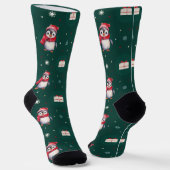 Pinguin Santa Green Happy Frohe Weihnachtsmuster Socken (Gewinkelt)