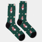 Pinguin Santa Green Happy Frohe Weihnachtsmuster Socken (Rechts)