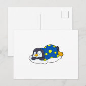 Pinguin schläft mit Decke Postkarte (Vorne/Hinten)