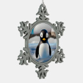 Pinguin Schneeflocken Zinn-Ornament (Links)