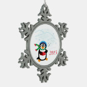 Pinguin Schneeflocken Zinn-Ornament (Links)