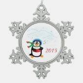 Pinguin Schneeflocken Zinn-Ornament (Vorderseite)