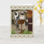 Pinguin-Schnur-Ensemble Karte (Gelbe Blume)