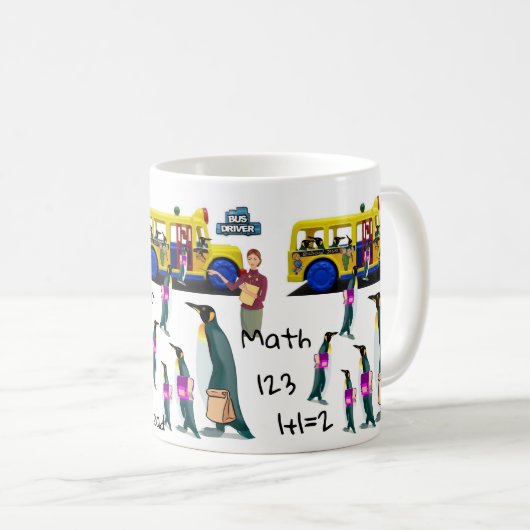 Pinguin-Schulbusfahrer Tasse (VorderseiteRechts)