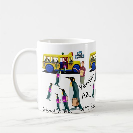 Pinguin-Schulbusfahrer Tasse (Links)