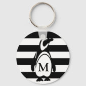 Pinguin Schwarz-Weiß-Streifen-Monogramm Schlüsselanhänger (Vorderseite)