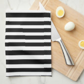 Pinguin-Schwarzweiss-Streifen-Monogramm Geschirrtuch (Viertel Falte)