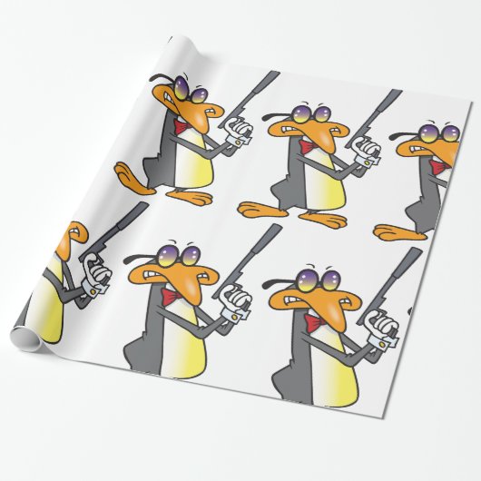 Pinguin Secret Agent Geschenkpapier (Ungerollt)