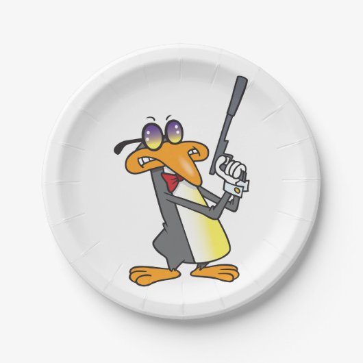 Pinguin Secret Agent Pappteller (Vorderseite)
