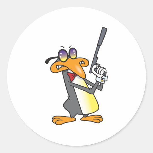 Pinguin Secret Agent Runder Aufkleber (Vorderseite)