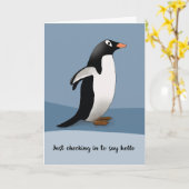 Pinguin sendet warmes Denken Sie an Sie Grüße Karte (Gelbe Blume)