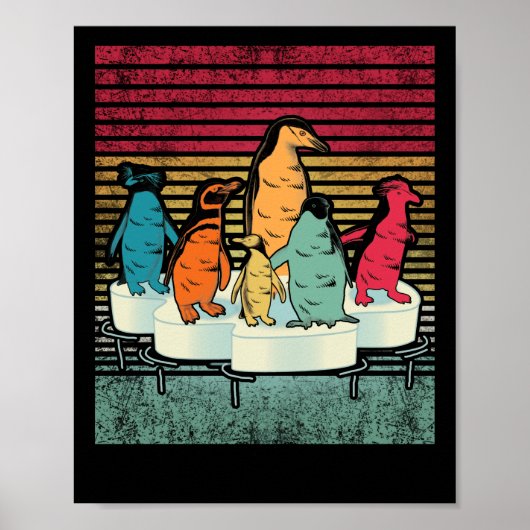Pinguin Shirt Vintag Retro Style Pinguin Poster (Vorne)