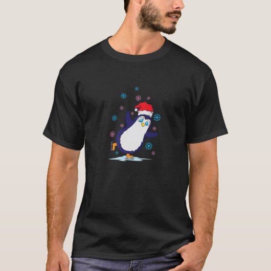 Pinguin-Skate zu Weihnachten T-Shirt (Vorderseite)