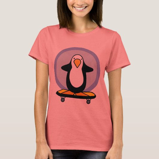 Pinguin Skateboarder T - Shirt (Vorderseite)
