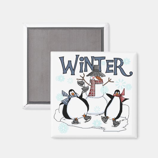 Pinguin Skaten Holiday Tshirts und Geschenke Magnet (Vorderseite/Rückseite)