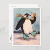 Pinguin Skater Postcard Postkarte (Vorne/Hinten)