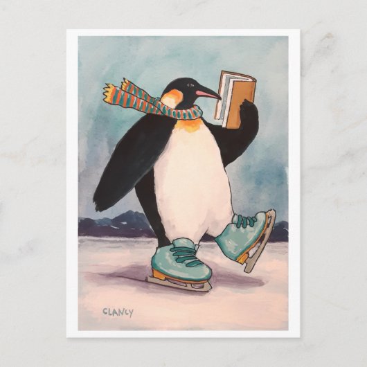 Pinguin Skater Postcard Postkarte (Vorderseite)