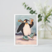 Pinguin Skater Postcard Postkarte (Stehend Vorderseite)