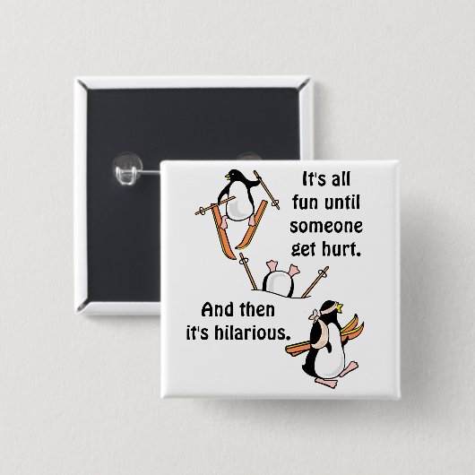 Pinguin-Ski-Abenteuer Button (Vorne & Hinten)