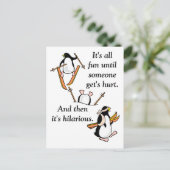 Pinguin Ski Adventure Postkarte (Stehend Vorderseite)