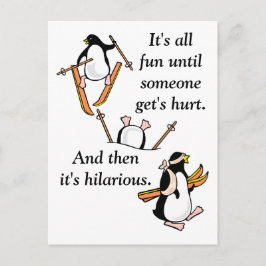 Pinguin Ski Adventure Postkarte