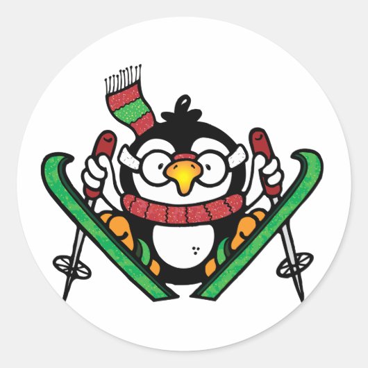 Pinguin Ski Jumping Stickers (Vorderseite)