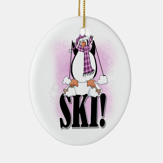 Pinguin-Ski-T-Shirts und Geschenke Keramik Ornament (Rechts)