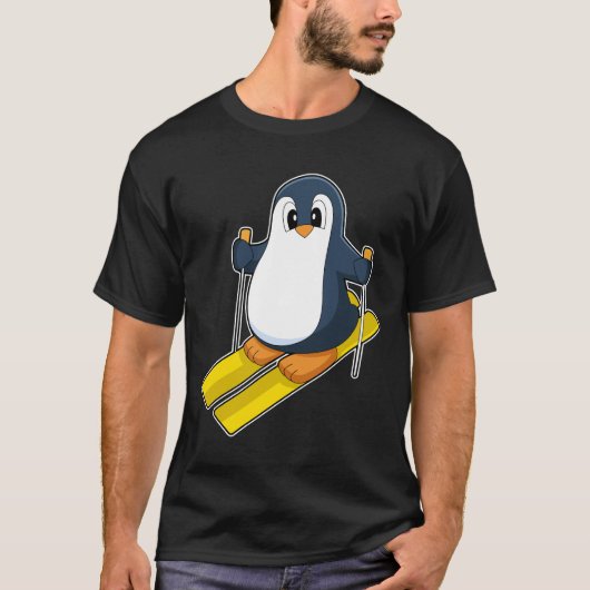 Pinguin Skier Wintersport T-Shirt (Vorderseite)