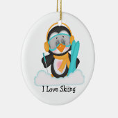 Pinguin-Skifahren Keramikornament (Rechts)