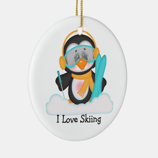 Pinguin-Skifahren Keramikornament (Rechts)