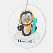 Pinguin-Skifahren Keramikornament (Links)