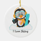 Pinguin-Skifahren Keramikornament (Hinten)