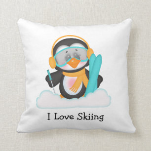 Pinguin-Skifahren Kissen