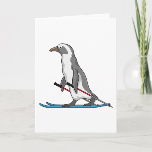 Pinguin Skifahrer Ski Karte (Vorderseite)